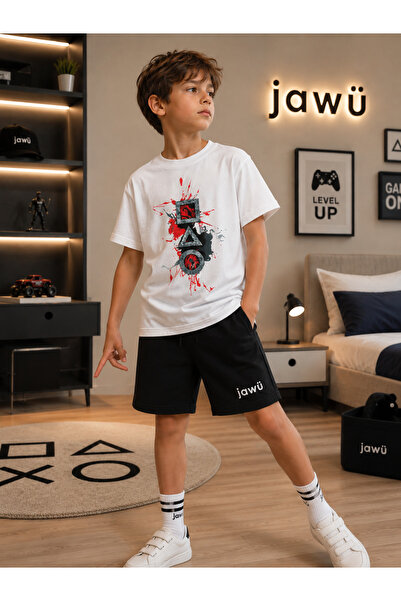 JAWÜ STYLE مجموعة شورتات تي شيرت مطبوعة من GAME2 مقاس كبير