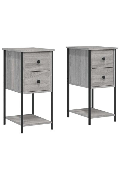 vidaxl Noptiere, 2 buc., gri sonoma, 32x42x70 cm, lemn compozit