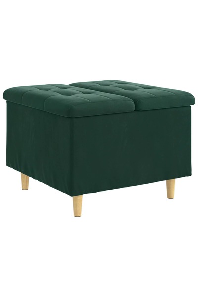 vidaxl Ottomană de depozitare Verde închis 60 x 60 x 45 cm Catifea