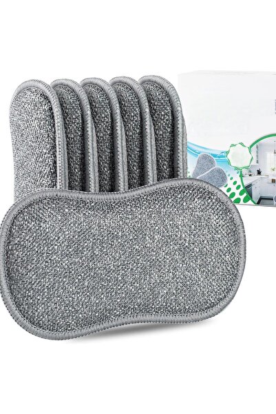 Arabest 6-Pack Dual-Sided Microfiber Non-Scratch Dish Scrub Sponges,All Purpo...