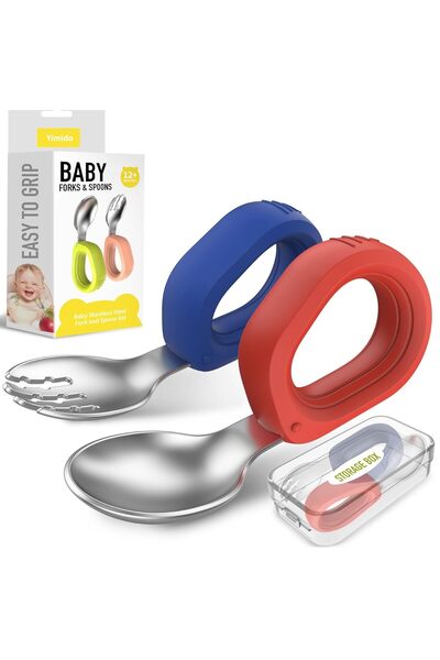 Arabest Kids Stainless Steel Utensils Set,Toddler Forks and Spoons,Self-Feedi...