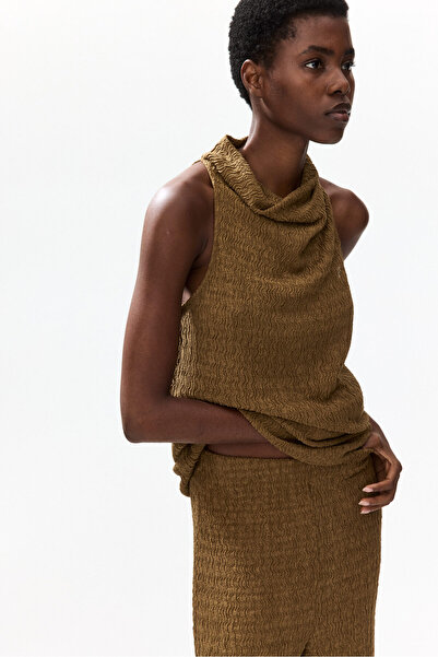 H&M Degaje Yakalı Krinkle Üst