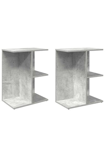 vidaxl Noptiere 2 buc Beton Gri 46,5x29x61 cm Lemn prelucrat