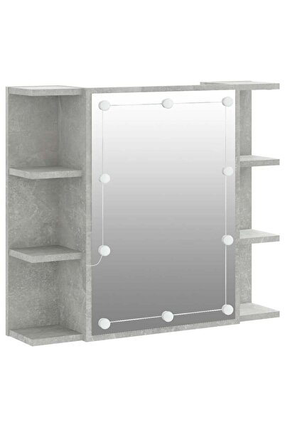 vidaxl Dulap cu oglindă și LED, gri beton, 70x16,5x60 cm