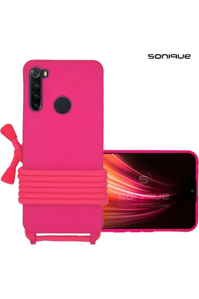 Other Sonique Πίσω Θήκη Σιλικόνης 0.5mm με Λουράκι Φούξια (Redmi Note 8)