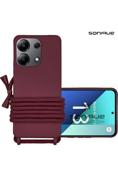 Other Sonique Back Cover Silicone 0.5mm with Strap Burgundy (Redmi Note 13 4G)