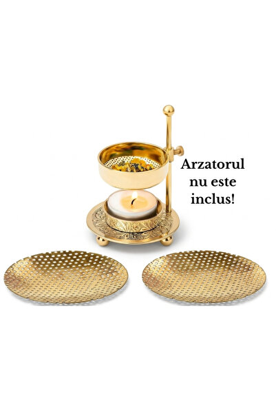 Shamanics Set 2 site de rezervă pentru arzatoare de tamaie, alamă, 5cm, culoare auriu