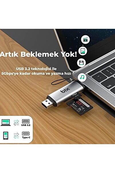 Yıldızan Nzr Beautestore Bix Adp-11 Micro Sd Card Reader Type-C & USB 3.2 Gen...