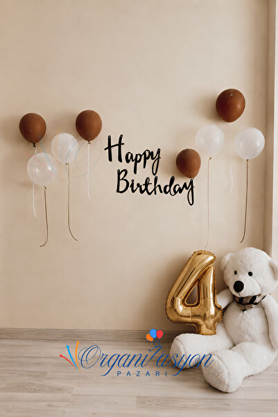 Organizasyon Pazarı 4 Year Old Birthday Concept Gold Number Balloon Set Metal...