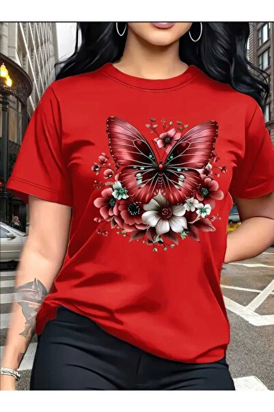 NIGRUM PARDUS تي شيرت نسائي من TONA TON مطبوع عليه فراشة 100% قطن للموسم الجد...