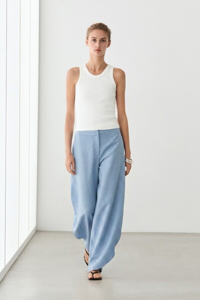 Massimo Dutti Keten karışımlı hacimli pantolon