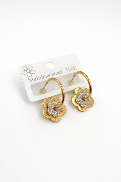 Bozhi Steel Earrings 75 Silver Sparkling Style Gold