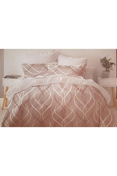 MILANO COLLECTION Double Bed Linen Top Bottom Set Cotton Mix 51210 P4 White/Pink