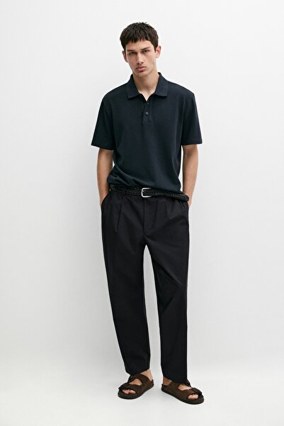 Massimo Dutti Dokulu %100 pamuklu polo t-shirt