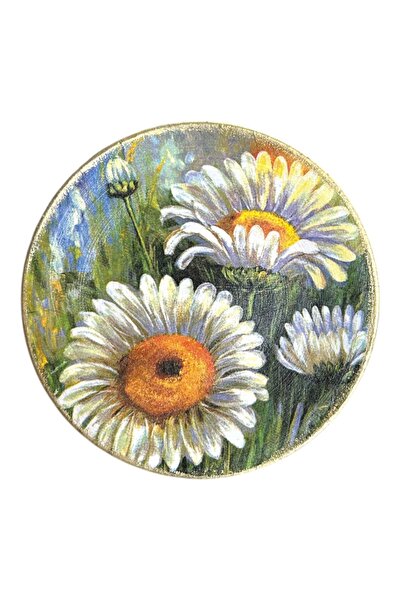 OEM Farfurie decorativa din ceramica, de perete, margarete, lucrata manual, 1...