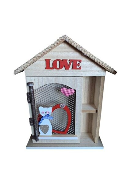 OEM Wooden Key Holder with Cat Design, 6 Hooks, 29x23 cm