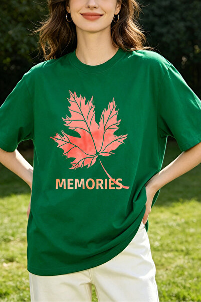 Fleck Womens T Shirts Maple Leaf Memories Oversized Casual Style