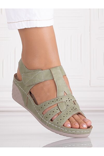 Botinelli Women's green platform sandals made of -leather, Iulia, size 38
