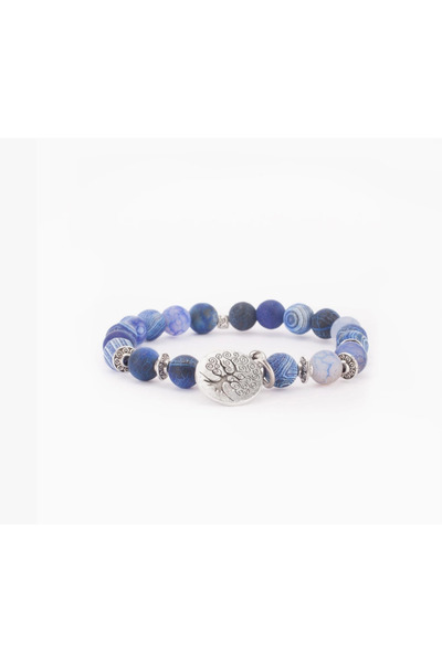 OEM Mala Bracelet with Blue Agate & Tree of Life Pendant