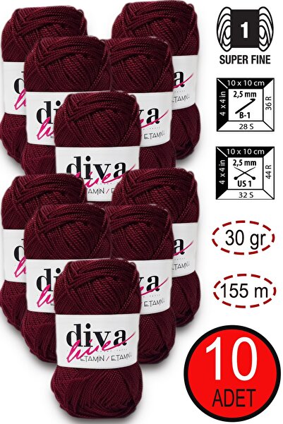 Diva İplik Diva Etamin 14 Roșu Claret (Pachet de 10)