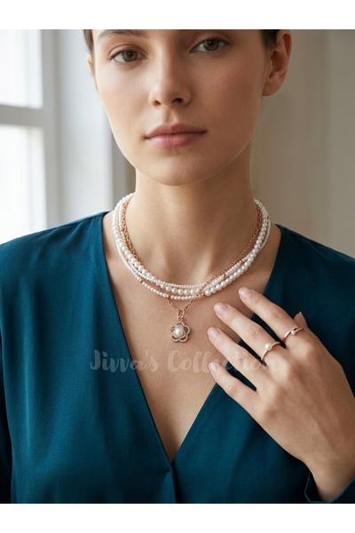 Jivva's Collection Stylish and Luxurious Sparkling Multi-Pearl Necklace with ...