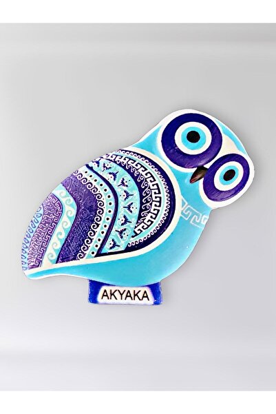 AKYAKA Themed Polyester Embossed Evil Eye Owl Magnet 5.5 x 9 cm Decorative Gift Refrigerator Ornament