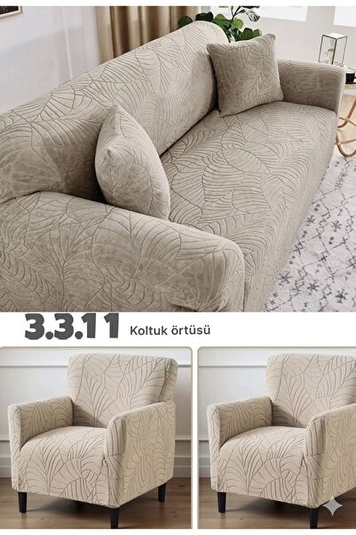 zilale Jakarlı 3 3 1 1 Lastikli Kanepe Örtüsü | Lastikli Koltuk Örtüsü | kolt...