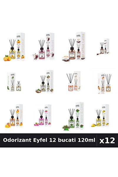 Eyfel Set 12 Odorizante Camera cu Betisoare - 12 Arome Asortate, 120ml