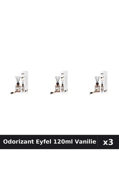 Eyfel Set 3 Odorizante Camera cu Betisoare Vanilie 120ml - Parfum Intens