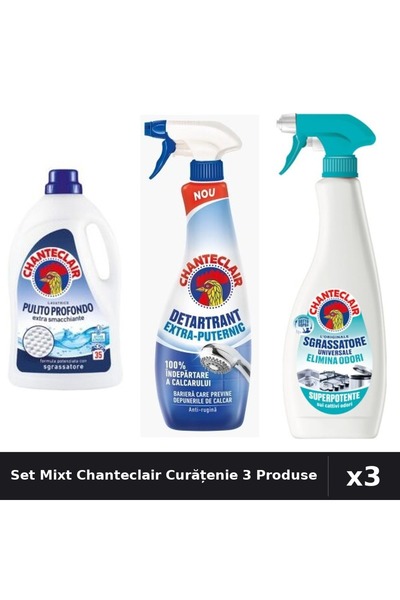 Chanteclair Set 3 Detergent și Curățenie 1575ml + 625ml + 600ml - Profund, Ex...