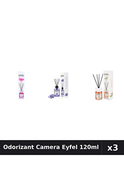 Eyfel Set 3 Odorizante Camera cu Betisoare - Bubble Gum, Lavanda, Acacia 120ml