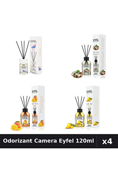 Eyfel Top Bottom Set of 4 Room Air Fresheners with Sticks 120ml - Orchid, Coc...