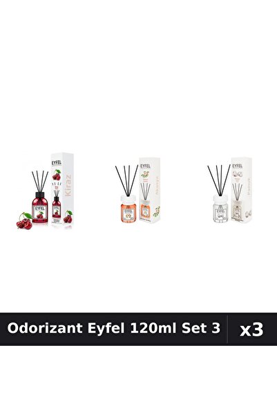 Eyfel Set 3 Odorizante Camera cu Betisoare - Cirese, Acacia, Bumbac 120ml