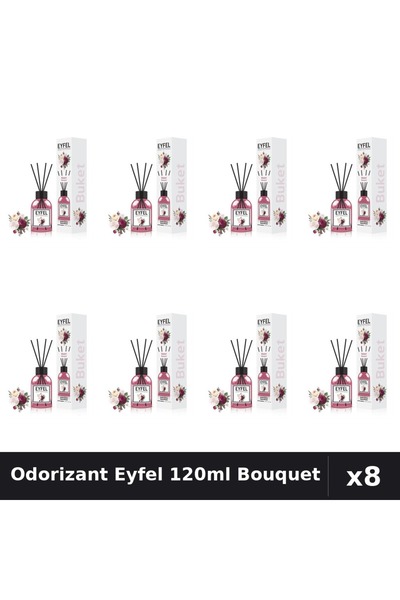 Eyfel Set 8 Odorizant Camera cu Betisoare Bouquet - Parfum Intens 120ml