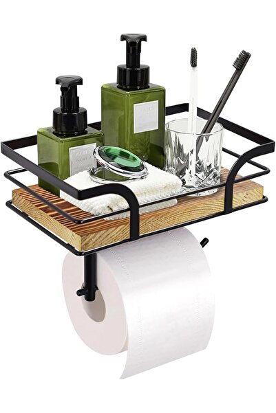 The Bros Toilet Paper Holder Wall Mount, Bathroom Tissue Roll Holder with Woo...