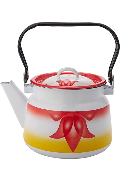 Generic Al Rimaya Enamel-coated Tea Kettle, 2.5 Liters, Red/Yellow, One Size
