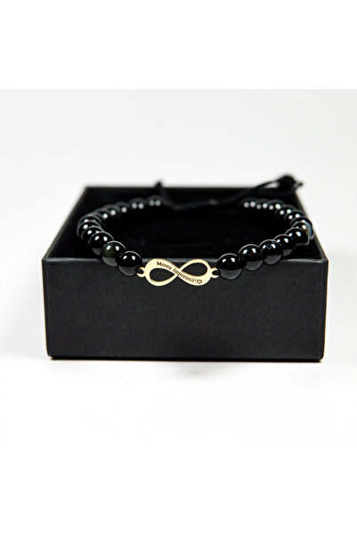 BLACK SWAN Bijoux Set bratari hand-made cu simbol infinit din aur 14K si piet...