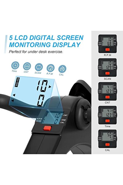Generic Folding Pedal Exerciser, Mini Under Desk Exercise Bike Foot Hand Cycle Portable, Arm and Leg Exercise Peddler Machine with LCD Monitor