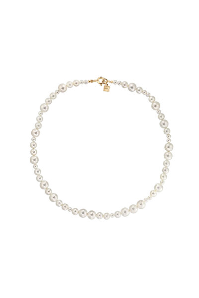 Lisa&Co. Silver Necklace Mira Yellow gold plated silver / Shellpearls / White