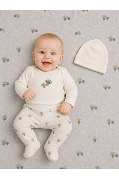 Ozz Baby New Born Baby Boy Body Suit, Pants, Hat Set Corduroy 3 Months, 6 Months