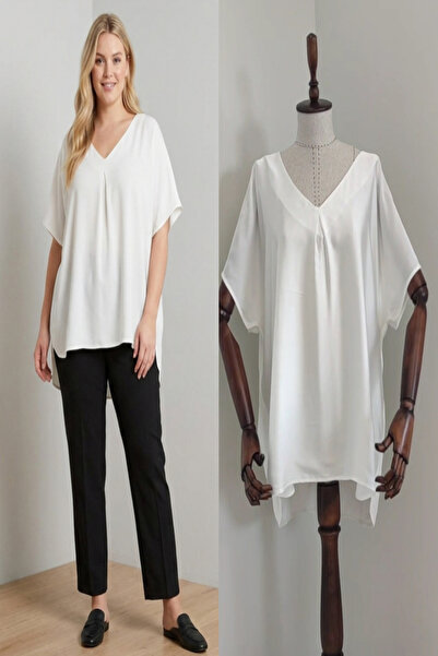 xlargebutik White Front, Thin Satin Back, Viscose Combed Cotton Fabric, Effor...