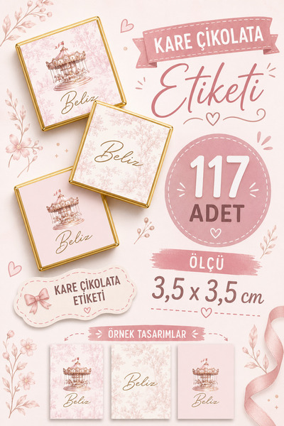 YEAP OFFICE Kişiye Özel İsimli Kare Çikolata Etiketi Yapışkanlı 117 Adet (3,5...