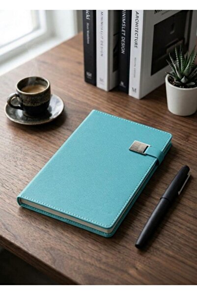 Mr.Notebook Kişiye Özel İsim Yazılı Metal Tokalı Turkuaz Termo Deri Defter - ...