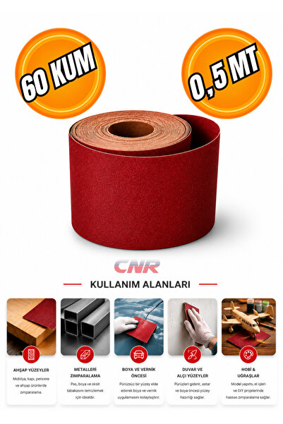 CNR 60 Kum Rulo Zımpara - 0,5 Metre | Ahşap ve Metal Yüzeyler İçin Aşındırıcı...
