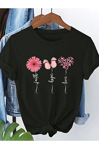 Deocept Women's Mix Printed Crew Neck Regular Fit T-Shirt