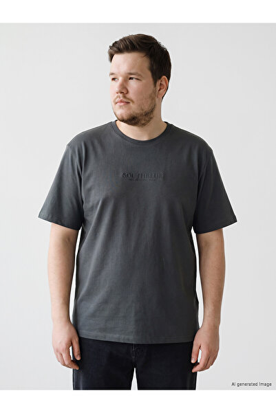 LC Waikiki Nevavm Men's Combed Cotton T-Shirt with Oval Collar Print