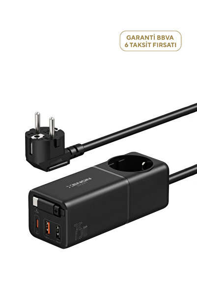 Xenon Smart 75W GaN 4000W AC Dahili USB-C Kablo 3x USB PD PPS Masaüstü Priz H...