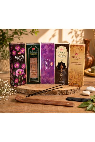 Hem Top Bottom Set of 5 HEM Scented Sticks, Mix of Natural Aromas – For Relax...