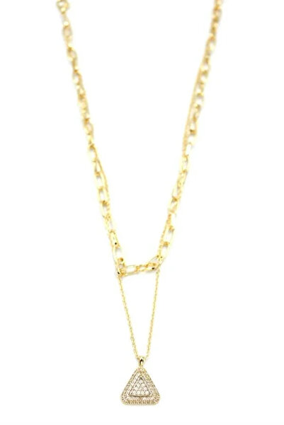 Marsilyan Nvdn- Ieg - Multi Triangle Necklace - Gold Iegrs-Nvdn1