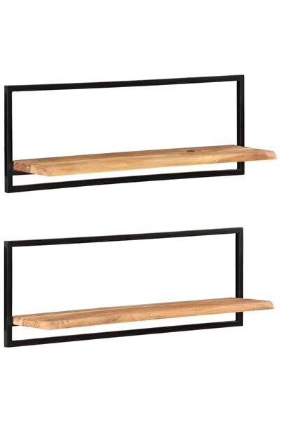 vidaxl Rafturi de perete 2 buc. 100x24x35 cm lemn masiv acacia/oțel
